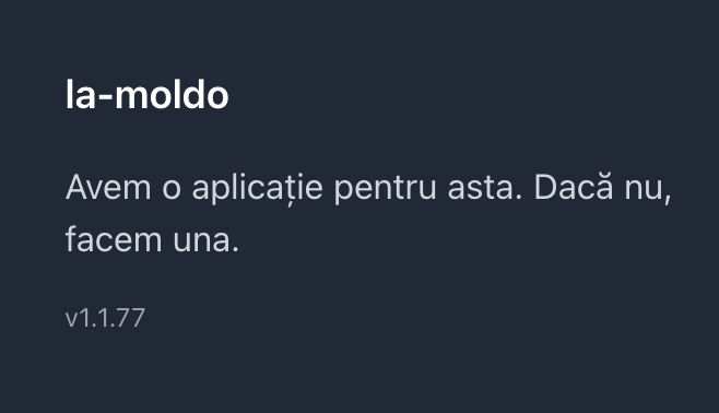 Versiune aplicație v1.1.77